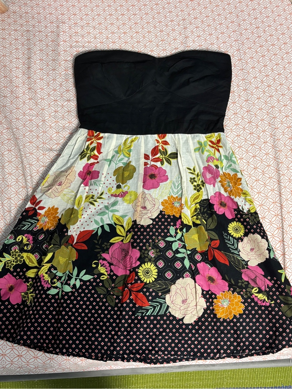 Trixxi strapless floral fit and flare dress | junior 9, fits like women small